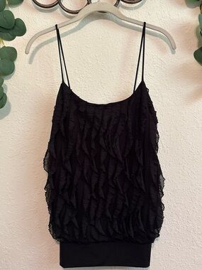 Vintage Y2K Forever21 Black Whimseygoth Ruffled Cami Top✨